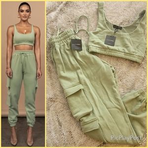 JLux Label Sage Crop Top and Cargo Joggers